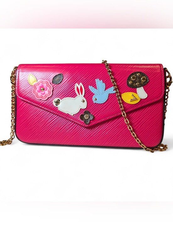 Louis Vuitton Handbags - Louis Vuitton Limited Edition Felicie Pochette Red Epi Animal Print Bunny Bird